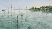 Mentawai Islands, Indonesia 2016: This painting depicts the effects of globalisation and climate change on the Mentawai Islands in the Indian Ocean.  